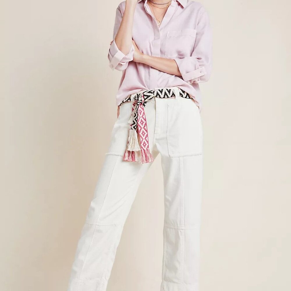 by Anthropologie Relaxed Utility White Pant 27 - Picture 9 of 9